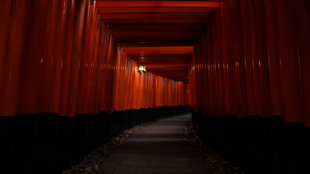 Red black tunnel light wooden free wallpaper - medium preview image