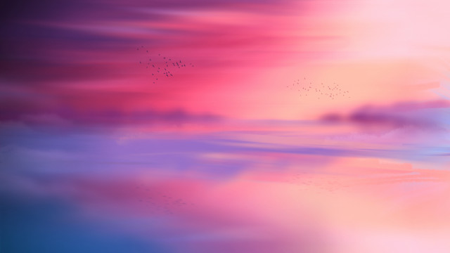 Blurry sky birds clouds pink free wallpaper - medium preview image