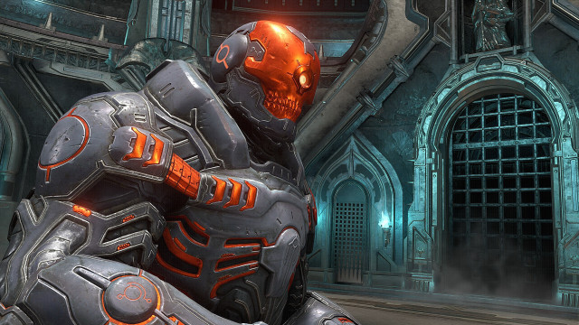 Futuristic man sitting skull urban free wallpaper - medium preview image