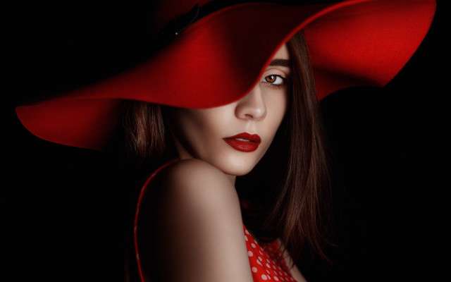 Red hat polkas dot dress free wallpaper - medium preview image