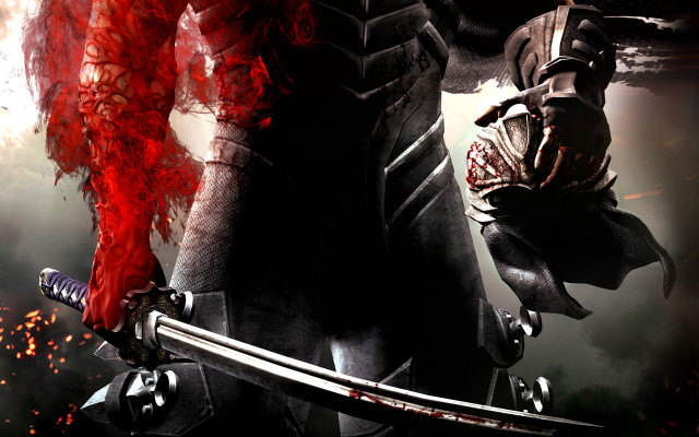 Man black suit flaming sword free wallpaper - medium preview image
