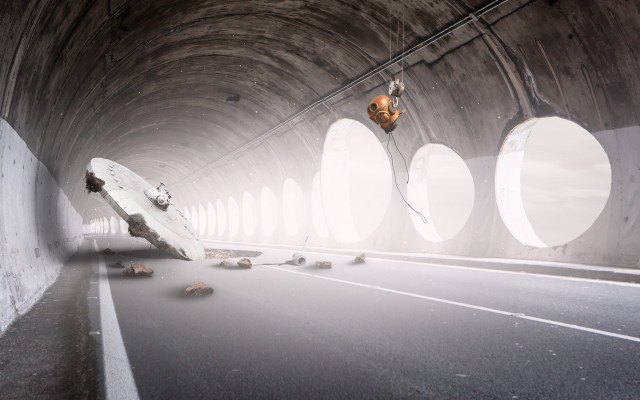 Tunnel car broken down matte free wallpaper - medium preview image
