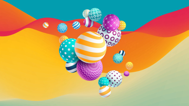 Floating balls desert surreal colorful free wallpaper - medium preview image