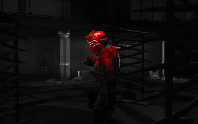 Man red suit dark room free wallpaper - medium preview image