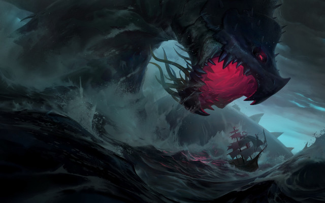 Dragon red eye water boat free wallpaper - medium preview image