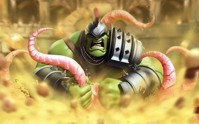 Cartoon gianthead helmet snake holding free wallpaper - medium preview image