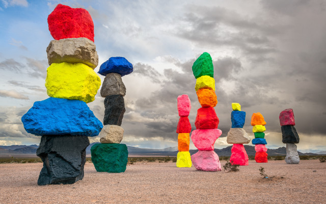Colorful rocks dirt field cloudy free wallpaper - medium preview image