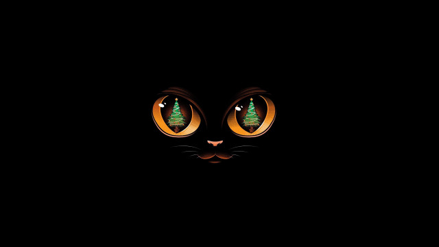 Glowing cat christmas tree surreal free wallpaper - medium preview image