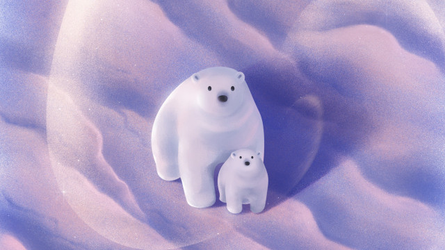 Polar bear cub snow night free wallpaper - medium preview image