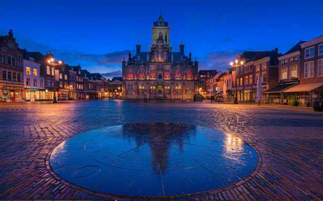 City square clock tower fountain free wallpaper - medium preview image