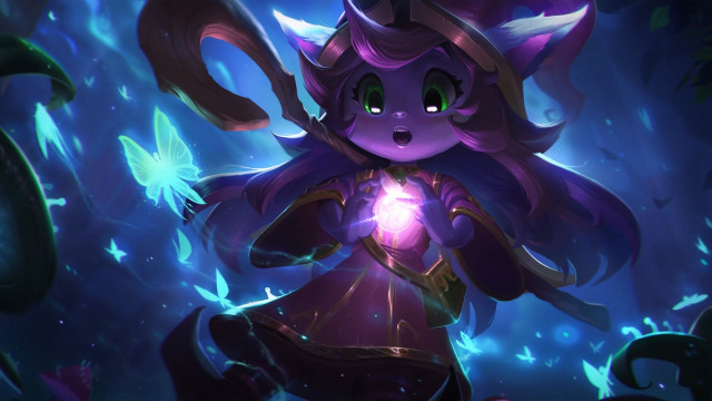 Glowing girl forest butterflies purple free wallpaper - medium preview image
