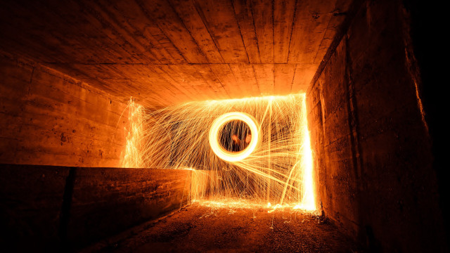 Tunnel circular light sparks person free wallpaper - medium preview image