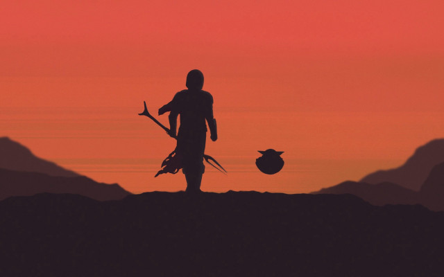 Bird sunset horizon mountain man free wallpaper - medium preview image