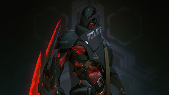 Futuristic suit sword glowing red free wallpaper - medium preview image