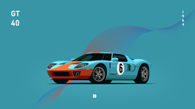 Car vector art blue background free wallpaper - medium preview image