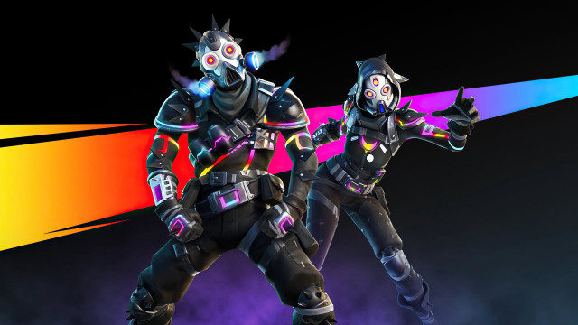 Futuristic suits rainbow background glowing free wallpaper - medium preview image