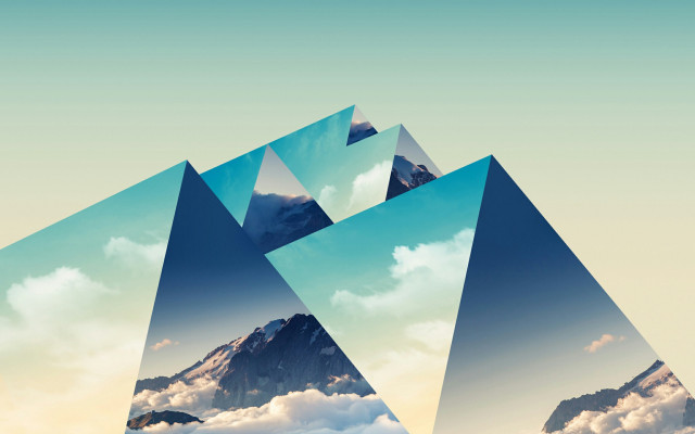 Mountains clouds geometric abstract poster free wallpaper - medium preview image