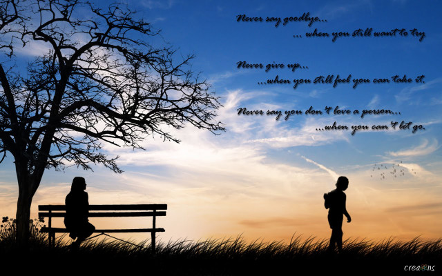 Couple bench tree poem sunset free wallpaper - medium preview image