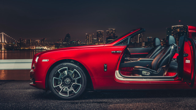 Red car open door city free wallpaper - medium preview image
