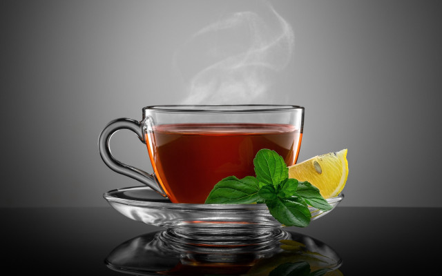 Tea lemon mint saucer spoon free wallpaper - medium preview image