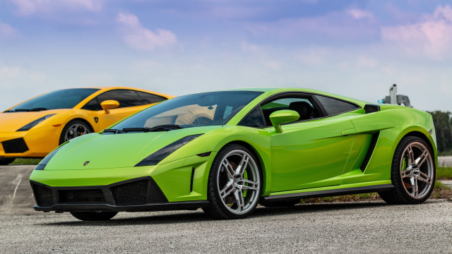 Green yellow sports cars cloudy free wallpaper - medium preview image