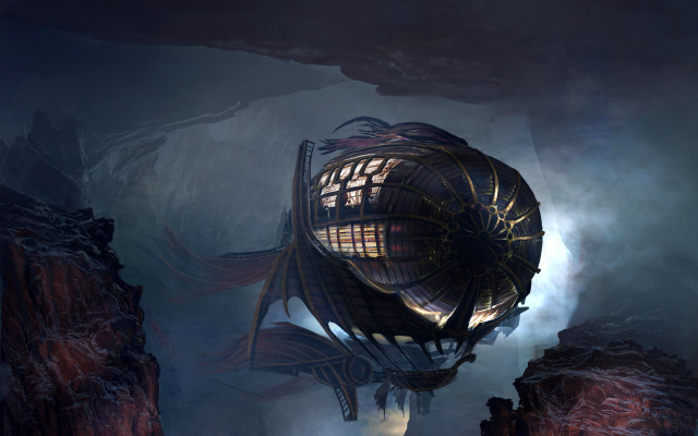 Futuristic cave building light sky free wallpaper - medium preview image