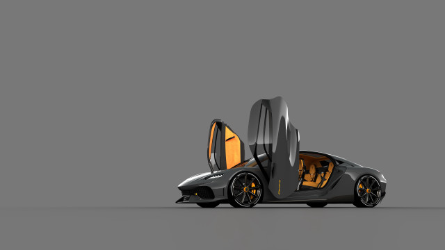 Futuristic car open doors reflection free wallpaper - medium preview image