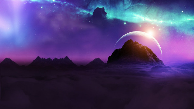 Mountain starry sky bright light free wallpaper - medium preview image