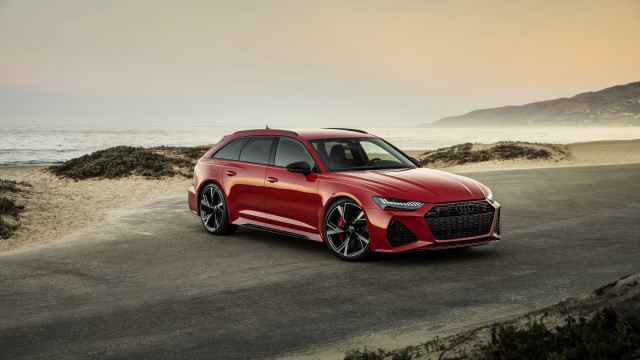 Red car ocean sand dunes free wallpaper - medium preview image