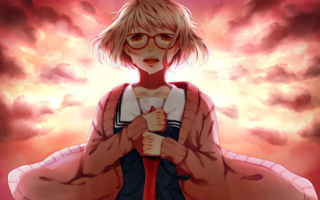 Red jacket glasses cloudy sky free wallpaper - medium preview image