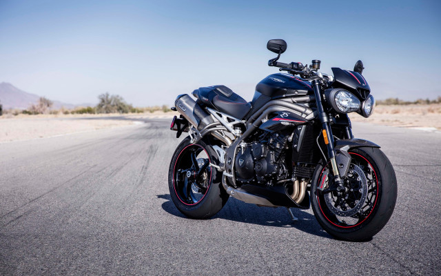 Desert motorcycle road sky clouds free wallpaper - medium preview image