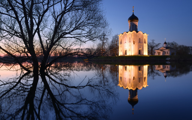 Church reflection autumn magic realism free wallpaper - medium preview image