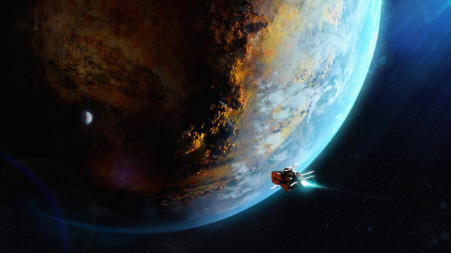 Space station planet sun starry free wallpaper - medium preview image