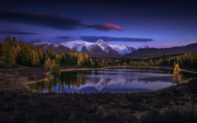 Lake mountains trees cloudy sky #42 free wallpaper - medium preview image