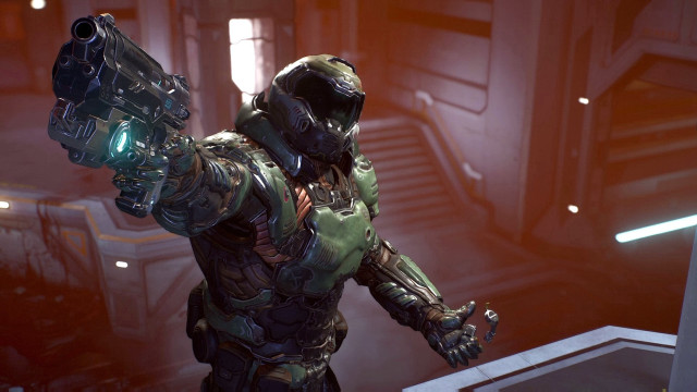Futuristic man armor holding gun free wallpaper - medium preview image