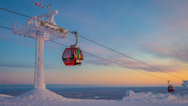 Ski lift snow ocean sunset free wallpaper - medium preview image