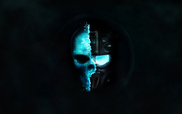 Skull painted face blue halo free wallpaper - medium preview image
