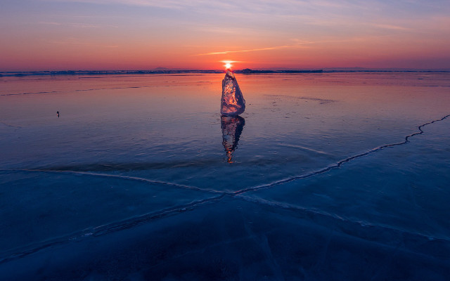 Sunset surfer water abstract beach free wallpaper - medium preview image