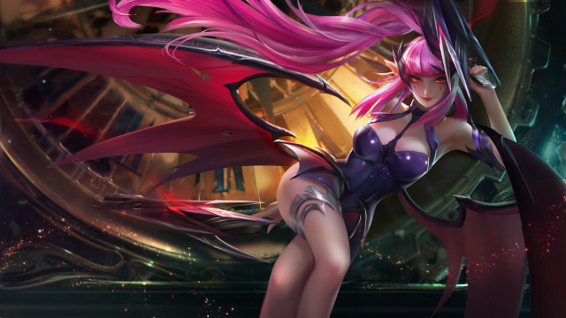 Pink hair demon girl sword free wallpaper - medium preview image