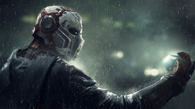 Cyberpunk astronaut rain fireflies moonlight free wallpaper - medium preview image