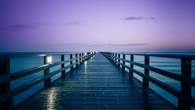 Pier light night ocean purple free wallpaper - medium preview image