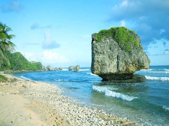 Large rock ocean beach waves free wallpaper - medium preview image