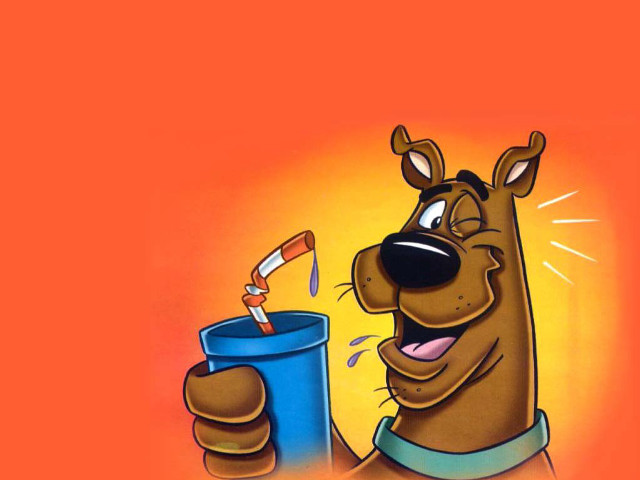 Cartoon dog drinking coffee smiling free wallpaper - medium preview image