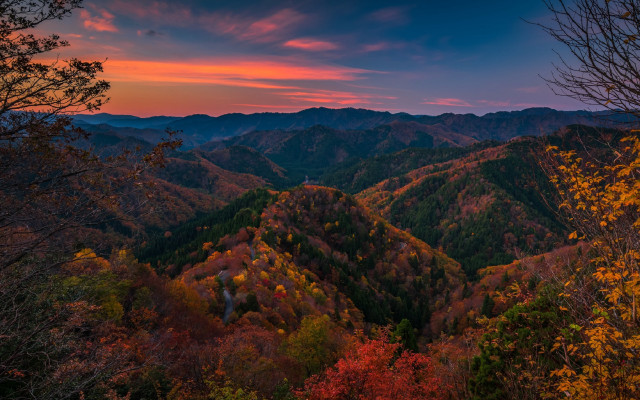 Sunset mountain range autumn twilight free wallpaper - medium preview image