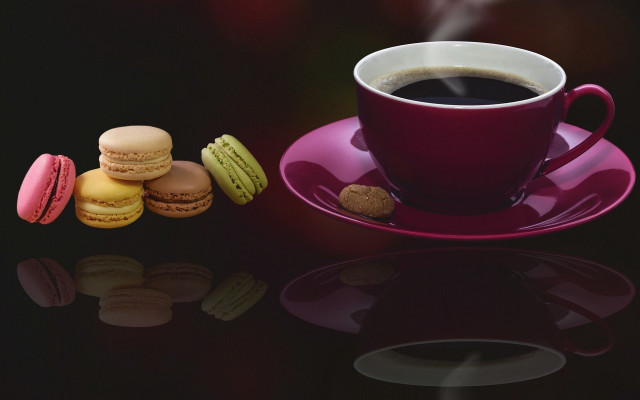 Coffee cup cookies plate spoon free wallpaper - medium preview image