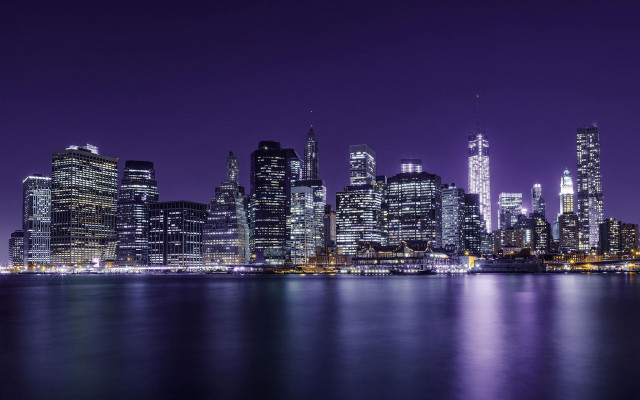 City skyline night purple water #3 free wallpaper - medium preview image