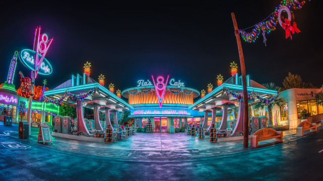Brightly lit shopping center neon free wallpaper - medium preview image