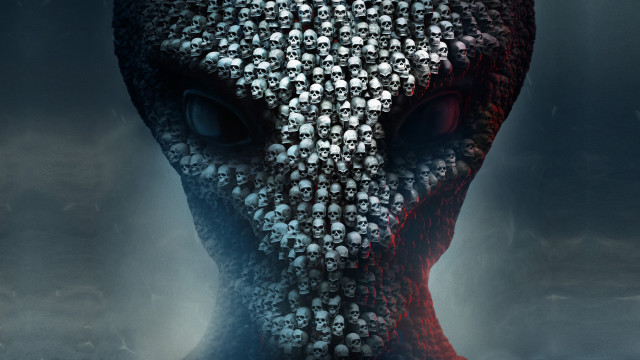 Alien skulls face eyes foggy free wallpaper - medium preview image