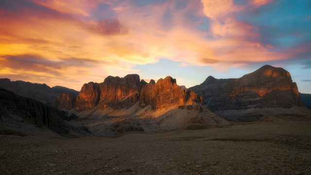 Mountain range sunset clouds romanesque free wallpaper - medium preview image