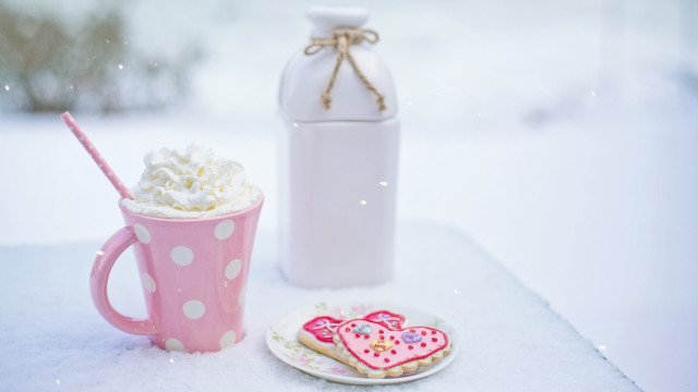 Coffee cookie milk plate winter free wallpaper - medium preview image